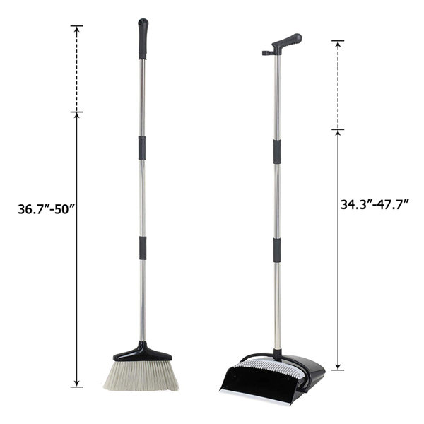 ANMINY Lengthened Collapsible Adjustable Longhandled Broom and Dustpan